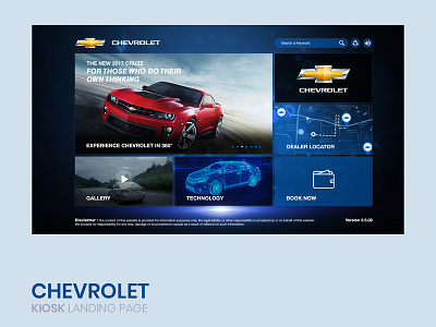 Kiosk Landing Page - Chevrolet branding car design flat grid design kiosk minimal app tile typogaphy ui uidesign