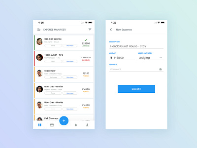 Team Expense Manager - UI Design account app design expense flat minimal app ui uidesign ux