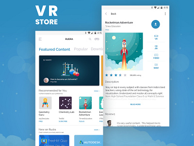 VR Educational Store - UI Design app concept education education app flat minimal app store uidesign ux vr