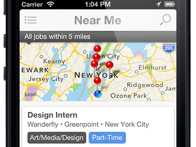 Near Me | Jobs Nearby app interface ios map