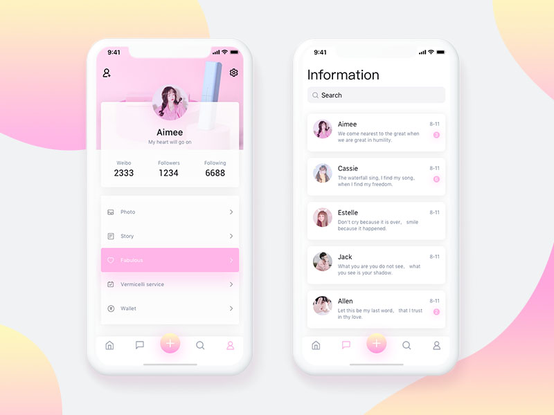 Social Ui by nini_sama on Dribbble