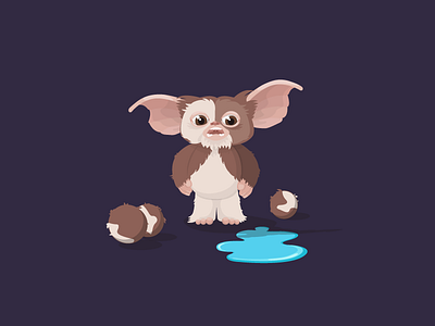Gizmo art cute design flat gizmo gremlin gremlins icon a day monsters sweet vector water