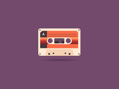 Cassette 90th cassette icon a day illustration music play purple radio sony sunset vector walkmen