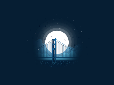 Bridge bridge california golden gate bridge icon icon a day illustration moon moonlight night san francisco travel usa