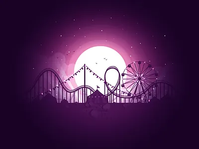 Circus amusement circus circus tent clowns icon a day illustration park puke ride roller coaster spinning wheel stars