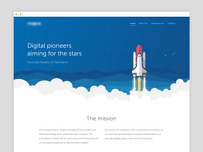 A web page for a developer company aliens developers discovery explore landing page madebymarko mission monster rocket space stars web