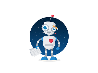 Love robot art avatar heart illustration machine robot space spacetheme stars sweet vector working