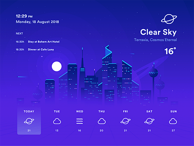 Weather App app city cosmos galaxy illustration moon radar space tron ui weather