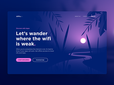 Landing page for Travel App