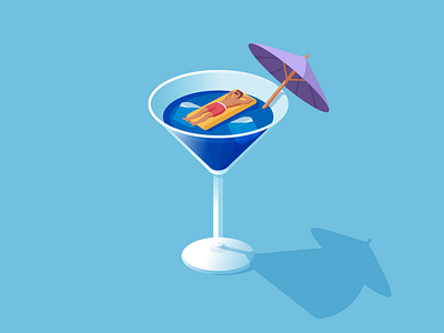Just relax and absorb the sun (and alcohol :) adobe alcohol art cocktails digital art drink drinking drunk flat hot summer ice cubes illustration illustrator party relax shade summer vector