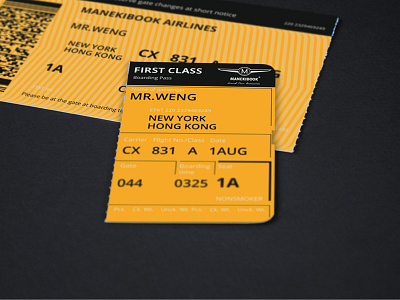 Manekibook aircraft black equinox identity manekibook plane ticket typography yellow