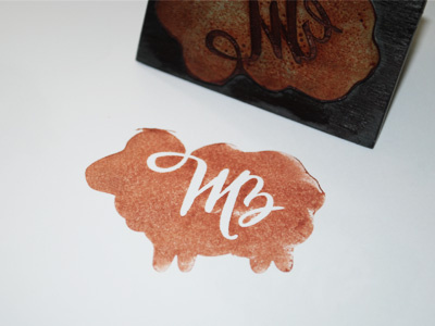 Stapm hand writing lamb lettering logo sheep stamp white