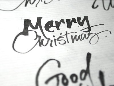 MerryChristmas black calligraphy colapen free calligraphy ink postcard