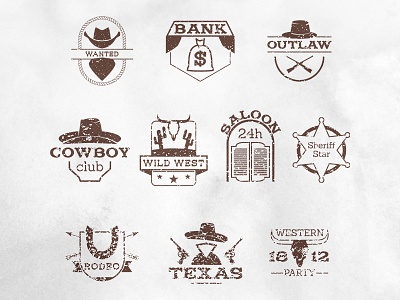 Wild West Country Badges Logos badges country cowboy logos texas vintage western wild west