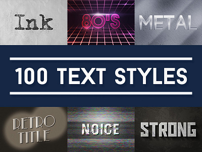 100 Text Effects for Photoshop 80s effects metal psd retro smart object style title