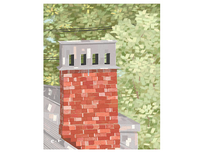 spring architecture illustration city illustration digital illustration dreen illustration roofs saint petersburg spring textures trees