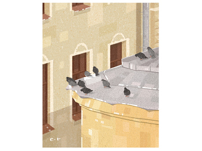 birds on the roof architecture illustration bird illustration birds city illustration digital illustration illustration roofs saint petersburg textures