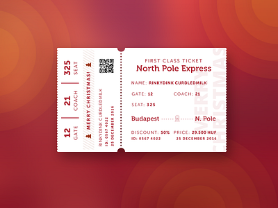 Ticket to the North Pole christmas dailyui red ticket ui ui challenge
