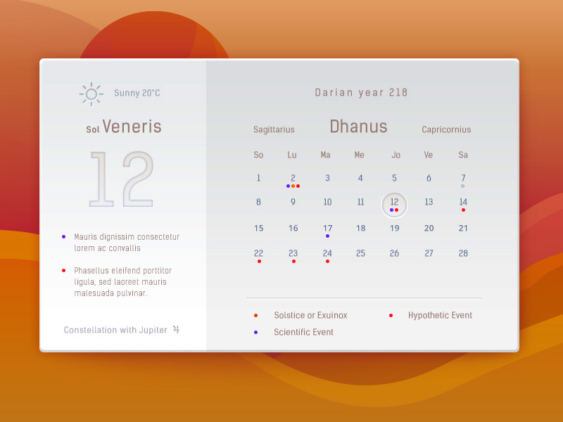 Darian Calendar by Lili Sulyok on Dribbble