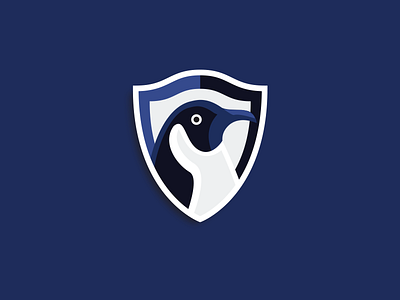 Penguin logo animal blue branding cleaning company cleaning service illustration logo penguin penguins shield shields vector