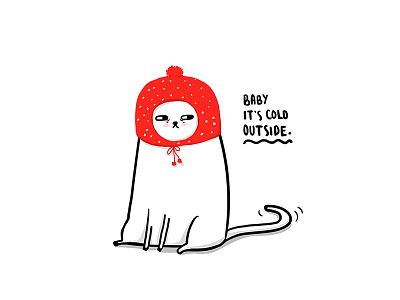 baby it's cold outside cat cold doodle drawing illustration