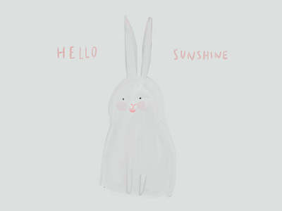 hello sunshine bunny drawing illustration