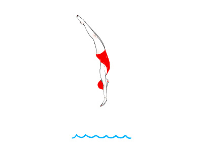 swimmer drawing girl illustration jump see swim