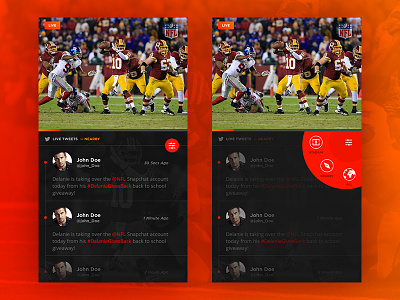 Sports App Approach app filters inspiration ios menu mobile orange sports ui