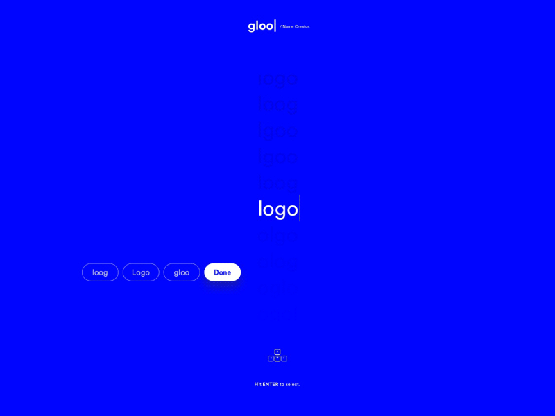 gloo| - Name Creator WIP brand branding clean design editorial interface landing layout minimal photography typography ui ux web website