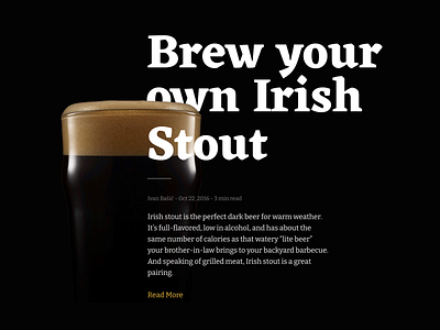 The Beer Article article beer dark typography ui challenge