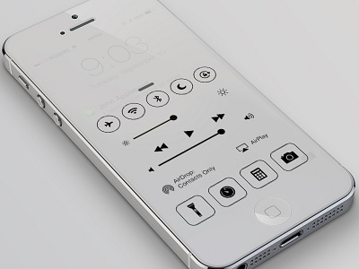 Control Centre Concept iOS 8 7 8 centreconcept clear control ios iphone lock screen transparent white