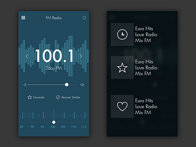 Radio App UI app clean flat ios minimal radio ui