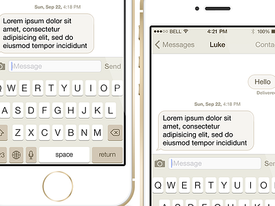 Gold iPhone Concept Detail app black colour concept gold ios ios7 ios8 iphone messages ui