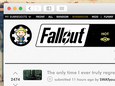 Fallout Reddit Redesign - Header fallout gaming playstation reddit redesign site theme vaultboy xbox
