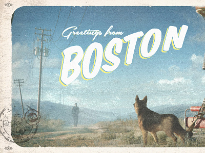 "Greetings from Boston" - Fallout 4 Postcard 4 bethesda boston fallout four from greetings pc playstation postcard ps4 xbox