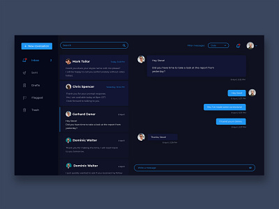 Message Dashboard app darkmode dashboard design message product design ui user experience ux web webdesign