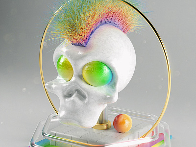 Punky Skull 3d cinema4d maxon model postproduction punk render skull texture vray