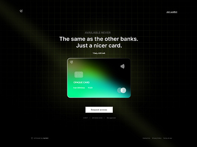 Opaque Bank | Landing Page Design bank account bank app bank card bank landing page bank website banking credit card crypto banking dark ui dark ui website dark website design financial fintech money money app neon online banking product design