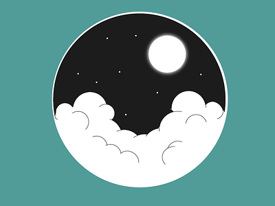 Cloudy Night icon logo moon night time vector