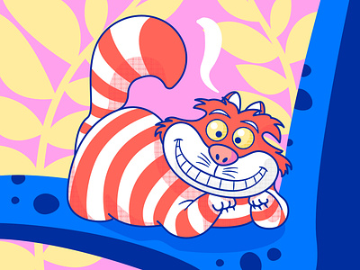 Alice in Wonderland Cheshire Cat affinity affinity designer alice alice in wonderland animal avatar cat character cheshire cat classic color design graphic design illustration illustration art pink rebound vector vector art vector illustration