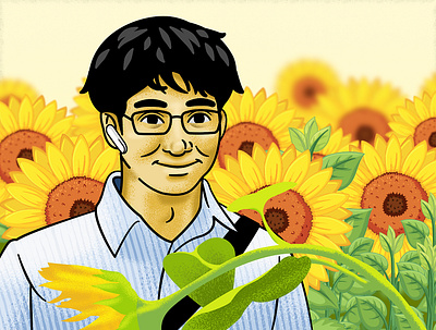 Anaban Sunflower affinity designer character graphic design illustration japan japanese summer sunflower tv serie vector vector art vector illustration yellow