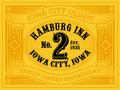 Iowa City Restaurant Signage affinity designer branding engrave engraving graphic design illustration iowa iowa city line linework logo restaurant signage vintage vintage design vintage logo yellow