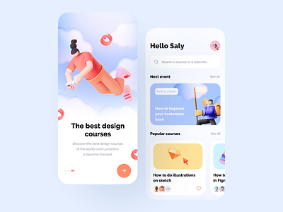 App of design courses 3d app branding courses design gradient icons illustration ios learning minimalism mobile ui ux vector