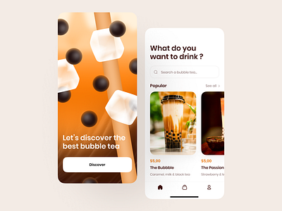 Bubble tea 🥤 android app application branding bubbletea color design food food illustration illustration ios minimalism mobile shop ui ux vector