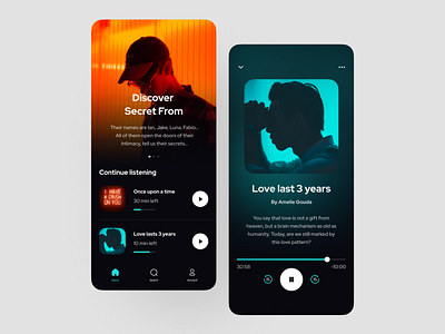 Podcasts app 🎧 app application blue design minimalism mobile orange photography play podcast podcasts ui ux