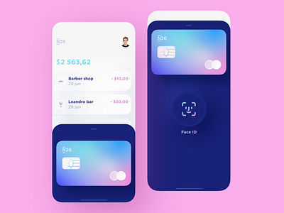 Shot of the weekend blue business card clean gradient ios iphone lemonnier meghane minimal mobile pink simple ui ux