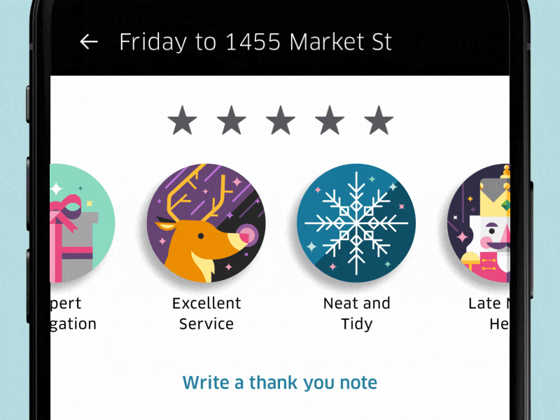 Uber: Happy Holidays 2018 - Animated Compliments animation christmas holidays motion design product design uber vector animation