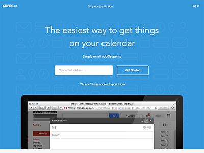 Super.cc Landing design email icons landing minimal web