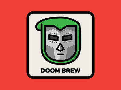 Doom Brew character coffee color comics doom flat green icon illustration minimal red stroke