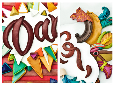 two poster fragments color letters plasticine poster